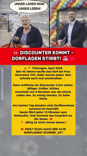 Discounter kommt – Dorf verliert Herzstück 💔 Schreib „JA“ für Dorfläden!