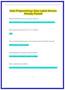 Data Programming I Quiz Latest Version Already Passed1127 636x882