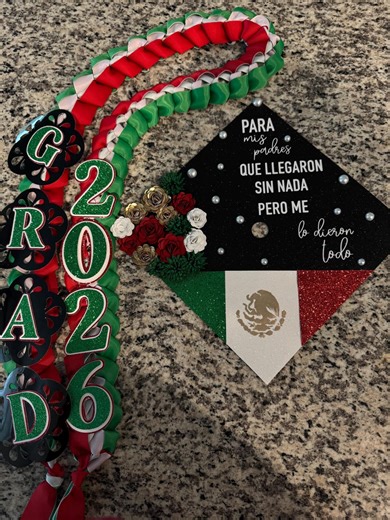 Mexico Flag Graduation Lei & Cap Topper | Handmade Glitter Bundle - Etsy