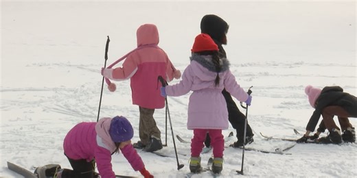 First graders at CFJ Elementary learn how to ski
