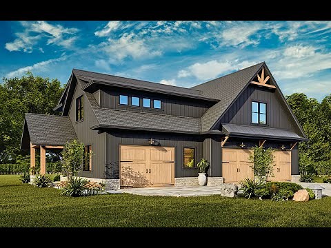 Spacious 3-Car Garage with Upstairs Living Quarters | Modern Farmhouse Design [Plan 699-00383]