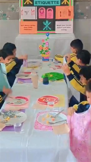 🍽️ Table Manners Activity – Primary Wing 🍽️ Good manners begin at the table! Our Primary Wing students enthusiastically participated in a Table Manners Activity, where they learned the importance of eating neatly, sharing food, using polite words, and maintaining cleanliness while dining. Through fun activities like role play, demonstrations, and lunch-time practice, our little learners developed essential life skills in a joyful and interactive way. 😊✨ At our school, we believe that good hab