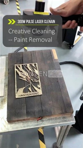 HANTENCNC 300W Pulsed Laser Cleaning Machine for Creative Wood Cleaning with Precise Control