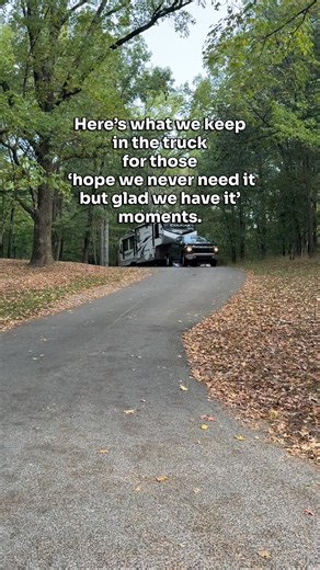 Donny & Tammy | Teacher Retiring for RV Travel on Instagram: "If you’ve RV’d long enough, you know every smooth travel day is brought to you by the things you packed “just in case.” Here’s what we keep in the truck for those “hope we never need it, but sure glad we have it” moments: 🧰 Basic toolkit — screwdrivers, pliers, wrenches, duct tape, and zip ties (the RV hero nobody talks about). 🔋 Portable battery charger — the one thing you’ll never regret carrying when you’re boondocked, winter cam