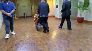 Briones in a wheelchair Former education secretary Leonor Briones was brought to the Senate clinic for a medical check-up in the middle of the Blue Ribbon committee hearing for pricey, yet outdated laptops. | ONE News