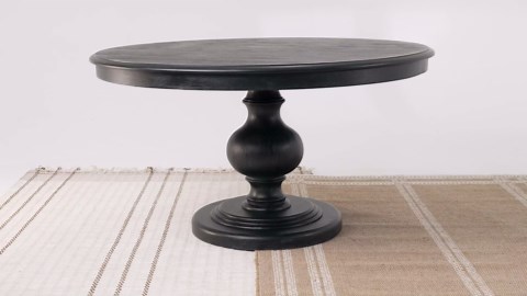 Maven Lane Zola Traditional Large Round Circle Wooden Pedestal Dining Table for Modern Kitchen, Bistro, or Card Table in Antiqued Grey Finish
