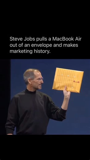 Steller Sphere on Instagram: "Steve Jobs revealed the original MacBook Air on January 15, 2008, during the Macworld Expo in San Francisco. The presentation is famously remembered as a "masterclass in storytelling" because Jobs casually pulled the laptop out of a standard office manila envelope to demonstrate its unprecedented thinness. Key Details of the Reveal 1. The Gesture: Jobs reached under a table and pulled out a plain brown envelope. He then slowly slid the MacBook Air out to a stunned, 