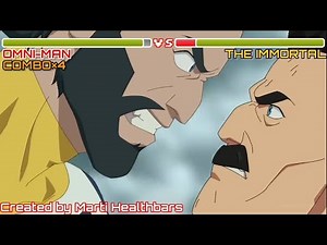 400 SUBS SPECIAL|Omni-Man vs The Immortal with healthbars|Invincible S01E07