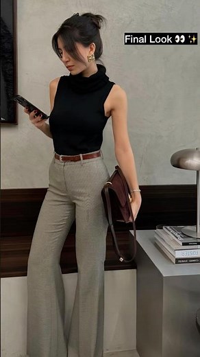 Elegant Minimal Office Outfit Idea 🤎 #fashion #ootdguide #minimalstyle
