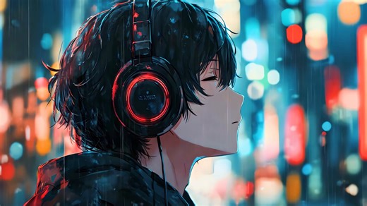 Ai Generated, Headphones, Anime. Free Stock Video