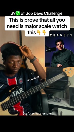 Most musicians Don’t take their major scale seriously which is Bad The major scale is the most important scale every musician should know and be familiar with… I’m going to break this down later on maybe but take this from me today Don’t joke with your major scale My ebook broke this down in a way anyone can understand it To access my ebook click the link on my bio Thank you Day 39✅ of 365 days challenge Dm for private lessons #365days #foryoupageシforyou #fyp #daily #goviral #everydaybass #bass