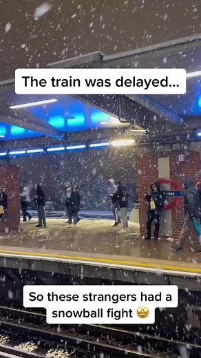 Adult Snowball Fight Fun | Train Delayed Snowball Fight