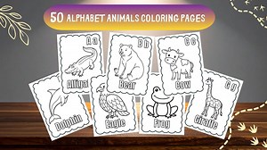 50 A–Z Alphabet Animals Coloring Pages for Toddlers | Preschool Printable Coloring Book - Etsy