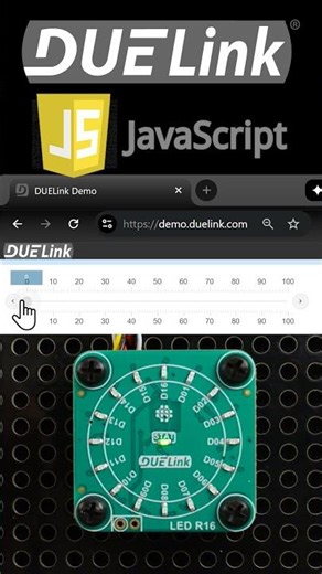 Use JavaScript website slider to control an LED ring using DUELink