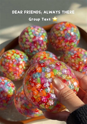 This rainbow alphabet ball is SO cute 🌈✨ moderate to firm squeeze with crisp, controlled crunches — come play with your friends! #asmr #satisfying #stressball #fidget #crunchy