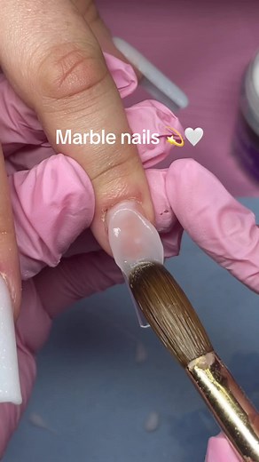 🤍💫#kikinails_ebeauty #acrylicnails #nailprocess #nails #vbeautypure #longislandnailtech #whitenails #marblenails