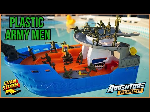 Plastic Army Men Naval Battle Adventue Force VS Matchbox Toy Boat