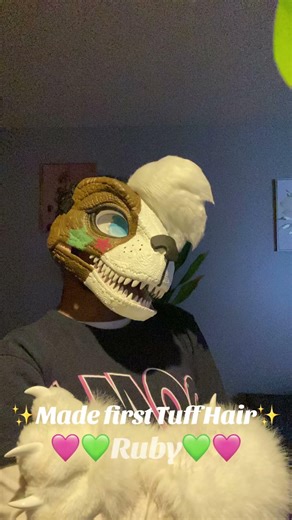 Complete finish of the 🩷💚Ruby💚🩷 mask(1/4)#furry #tiktok #fursuit #dinomasks#fye