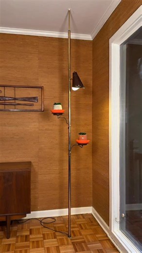 This wonderful 1960s tension pole planter lamp by Nova will be posted to instagram tomorrow. Message for info! | Esthetic Vintage