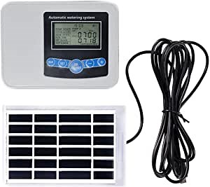 Automatic Watering System, Self Watering System with Solar Energy USB Charging and Dual Pump Independent Timing for Plant Drip Irrigation for Potted Plants Flower Vegetables