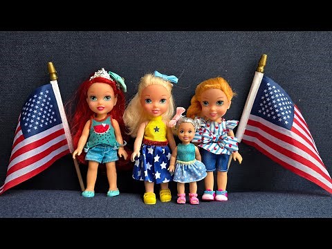 4th of July ! Elsa & Anna toddlers are celebrating ! Barbie dolls