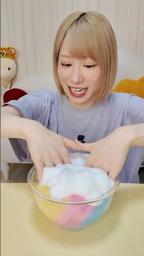 How to make fluffy cotton candy slime💖