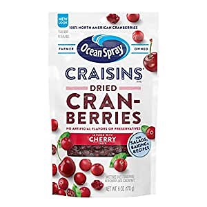 Ocean Spray Craisins Sweetened Dried Cranberries, Cherry Flavored, 6oz Pouch