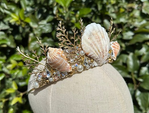 Seashell Mermaid Crown, Mermaid Tiara, Mermaid Headpiece, Ariel Mermaid Costume, Swarovski Crystal Tiara, Sea Princess Crown, Ariel Crown - Etsy