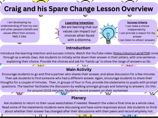 Moral Education Lesson Plan 1 | Teaching Resources