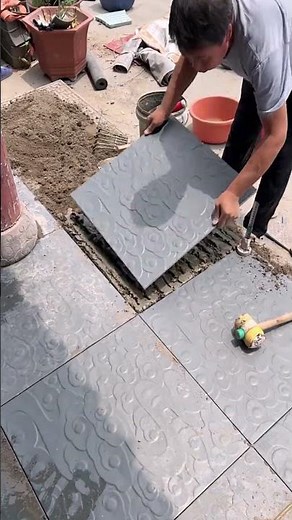 The process of laying outdoor patio tiles