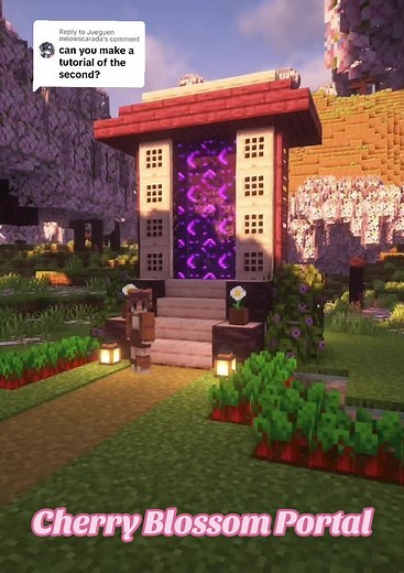 Replying to @Jueguen meowscarada ✨Cherry Blossom Portal Tutorial✨ super cute & simple! lmk if you have any questions 🫶🏻 #minecraft #minecrafttutorial #minecraftbuilding #cherryblossom #netherportal #cute #fyp #foryou