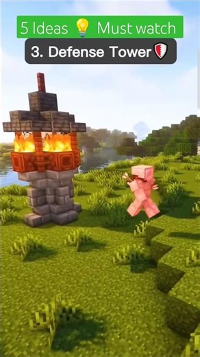 Minecraft:5 Defence builds ideas 💡#shorts
