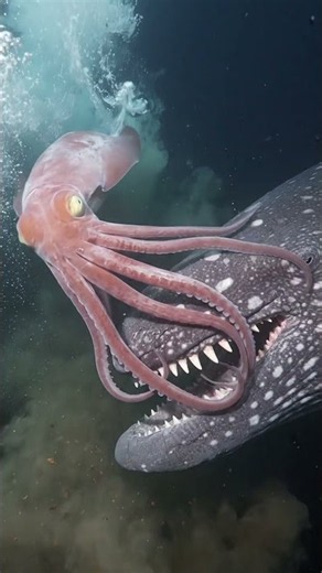 1,000m Abyssal Battle: Sperm Whale vs Giant Squid! 🐋🦑 #oceanlife