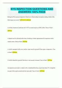 NYS INSPECTION QUESTIONS AND ANSWERS 100 PASS26 video