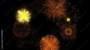 celebrate animated golden fireworks logo burst animation