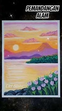 Menggambar Pemandangan Alam Simpel #drawing #shorts #fyp #oilpastel #pemandangan #art #easydrawing