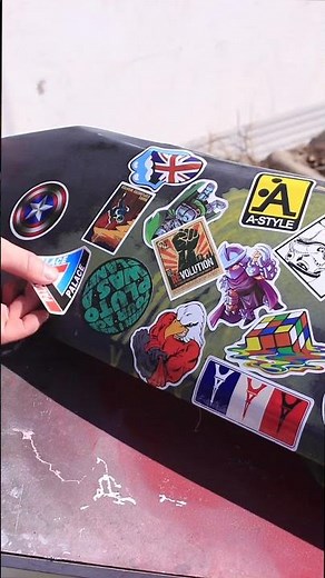 Clear coat over sticker bomb #spraypaint #tuning #cars #experiment #stickerbomb #cool #projectcars