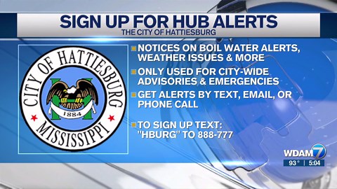 ‘Hub Alerts’ notification system used during city-wide emergencies, advisories