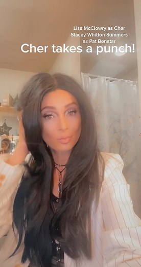 Cher takes a punch from Pat Benatar backstage during show. #chertribute #patbenatartribute #backstage #comedy #hitmewithyourbestshot