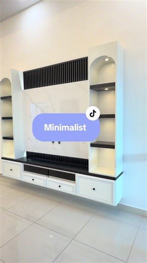 Minimalist Black & White TV Cabinet – 8ft x 7ft