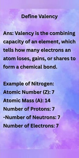 Define Valency/ 🌀🪐 #define #valency #example #science #physics #chemistry #viral #trending #class9