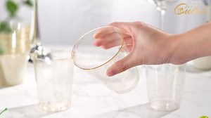 Goodluck 14 oz 100 PCS Gold Glitter Plastic Cups, Disposable Glitter Cups, Elegant Plastic Cocktail Glasses, Fancy Party Cups for Wedding, Birthday, Holiday