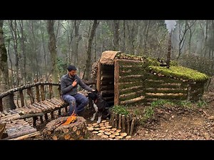 1 YEAR Building a COZY & Warm BUSHCRAFT Log CABIN for SURVIVAL. Wood Shelter Camping. Fish Cooking