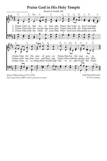 Praise God in His Holy Temple - Psalm 150 - HALTON HOLGATE