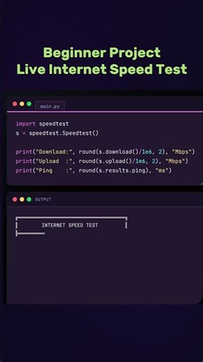 python Beginner Project | Live Internet Speed Test | #python #coding #coding