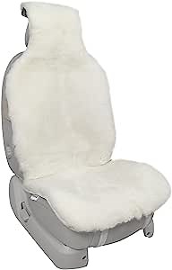 Champlus Automotive Sheepskin Seat Cover, Genuine Australian Sheep Skin, Universal Fit & Airbag Compatible, 1pc, Ivory