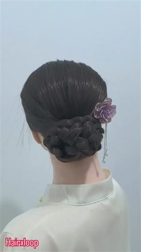 HairxLoop on Instagram: "Romantic Braided Bun Hair Tutorial | Rose Stick Hairstyle 💗✨ Try this unique braided hair bun hairstyle using a simple and cute baby-pink rose hairstick 🌸💗 Perfect for weddings, college, parties, or everyday soft-girl vibes! This easy hair tutorial gives you an elegant look in just a few minutes. Let me know in the comments if I should create more braid + bun combo looks ✨🥰 Simple yet elegant 💕🌸 #BraidedBun #RoseHairstick #BabyPinkAesthetic #CuteHairstyles #HairTut