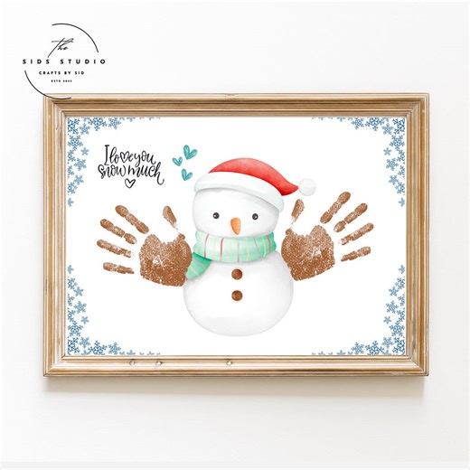 Snowman Handprint Craft, Christmas Handprint Art, I Love You Snow Much Handprint Art, Holiday Handprint Gift, Winter Handprint Keepsake - Etsy