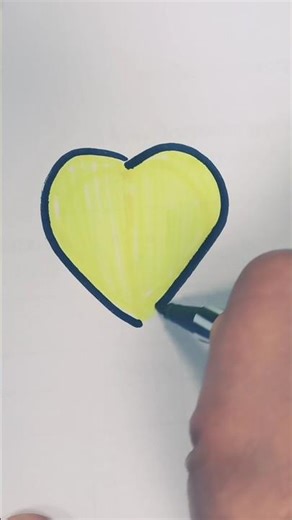 How to draw a yellow heart emoji easily