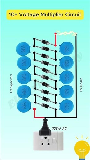 10× High Voltage Multiplier Circuit ⚡ Using Diodes & Capacitors | Electronics #Shorts #diy #viral
